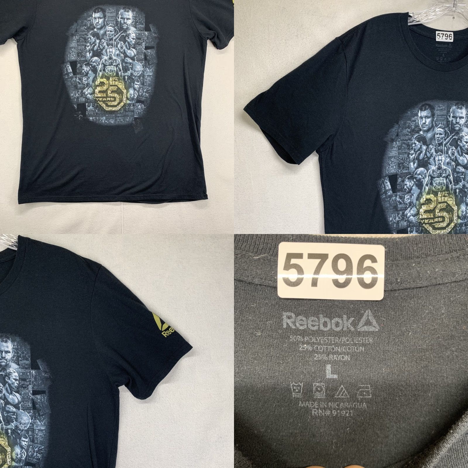 Reebok Men’s T Shirt UFC 25 Lots Of Fighters Graphic Reebok Size Medium Thin Black Size US M / EU 48-50 / 2 - 9 Thumbnail