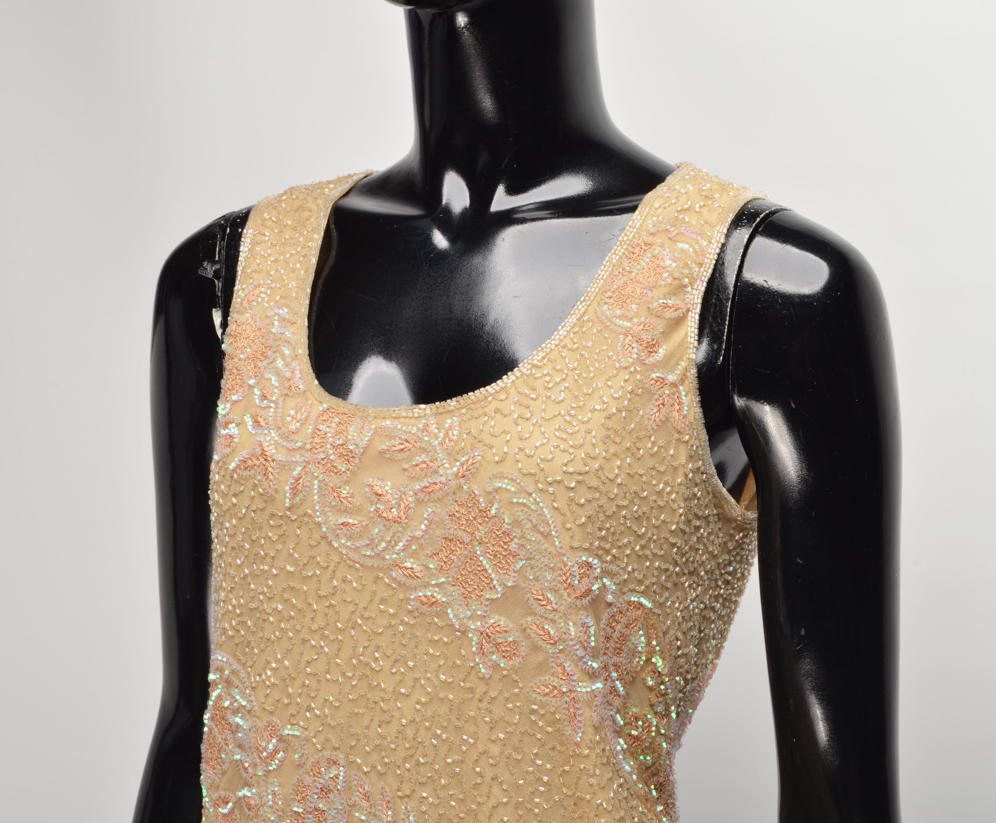 Other Vintage Full Beaded Beige Y2K Sparkle Fairy Top Blouse Size XS / US 0-2 / IT 36-38 - 2 Thumbnail