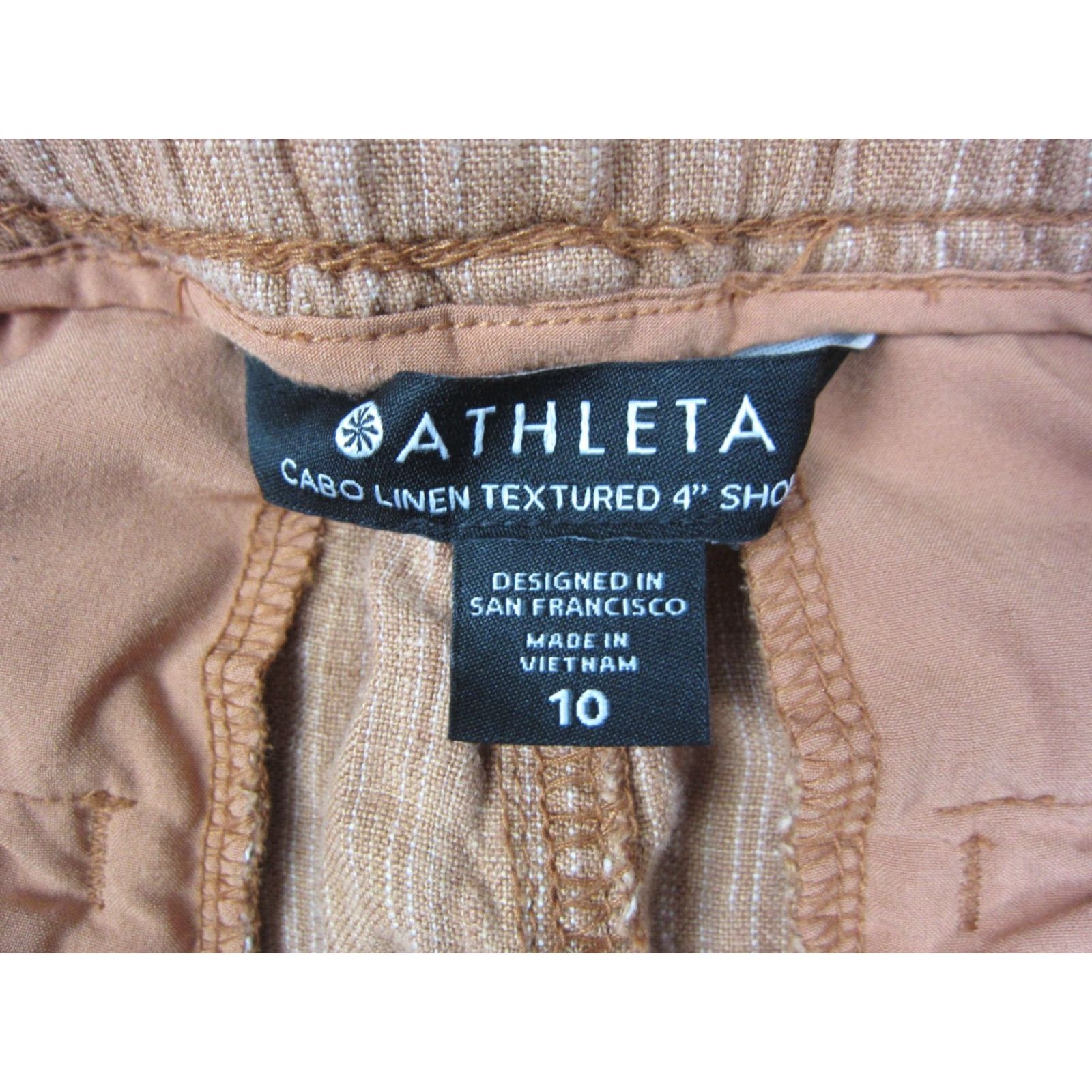Athleta Athleta Shorts Women 10 Brown Cabo Linen Textured 4" Coastal Beach Summer Travel Chino Casual 90s Mens Womens Boys Girls Size 32" / US 10 / IT 46 - 3 Thumbnail