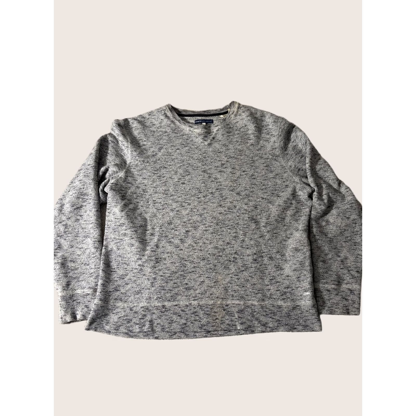 Levi's Levi's Made & Crafted Sweater Mens Large Gray Herringbone Knit Crewneck Pullover Size US L / EU 52-54 / 3 - 1 Thumbnail