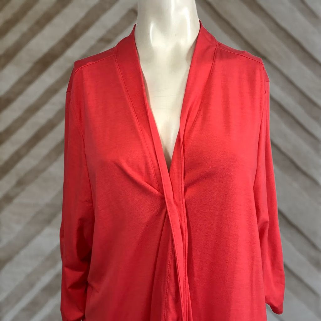 Vintage Catherines Coral Open Front Drape Cardigan Kimono Duster 2X Size XXL / US 16-18 / IT 52-54 - 1 Thumbnail