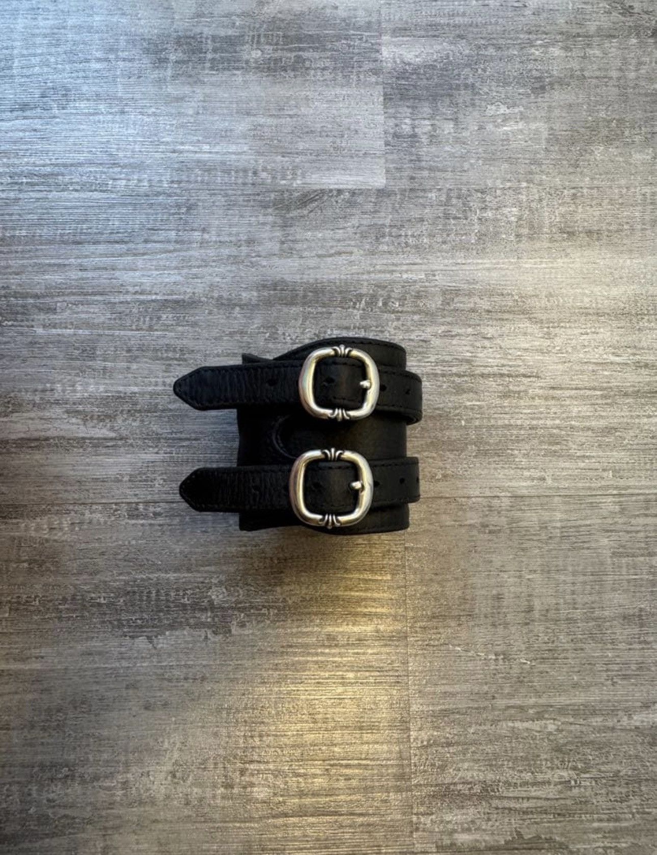 Chrome Hearts double R+R leather bracelet gunslinger