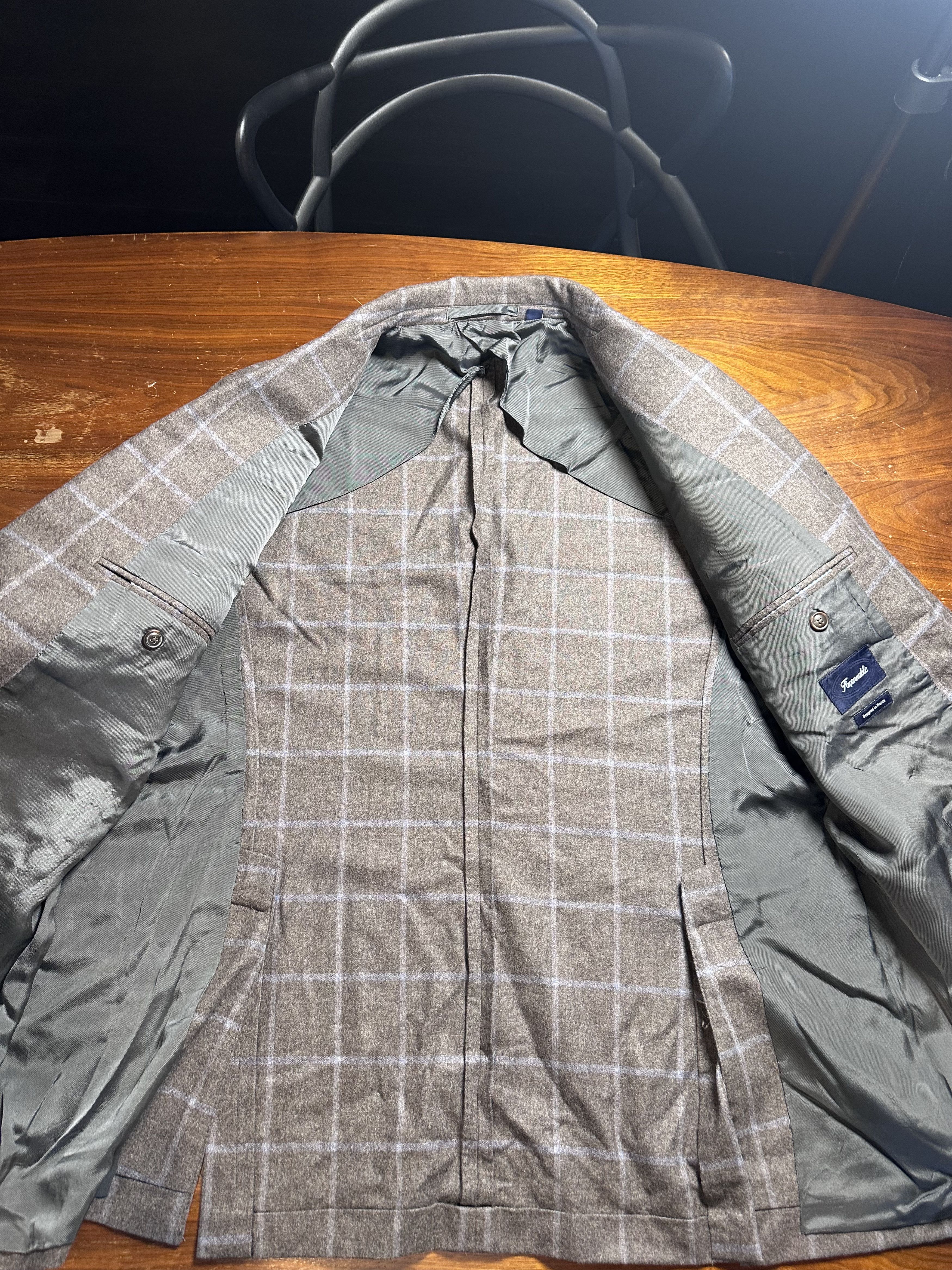 Faconnable Façonnable Windowpane Wool Blazer Sport Coat Grey Size US XL / EU 56 / 4 - 6 Thumbnail