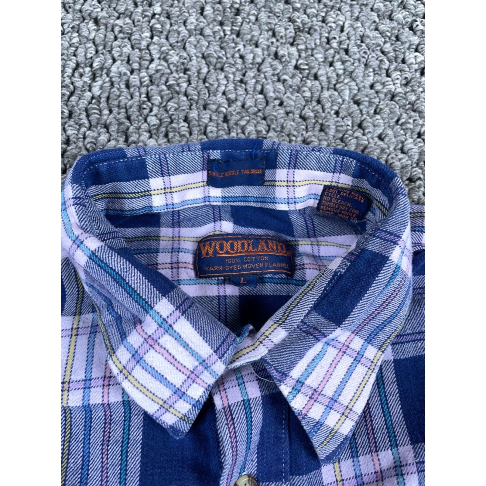 Vintage VTG Woodland Lightweight Flannel Shirt Adult Large Purple Plaid Grunge 90s Mens Regular Button-Up Cotton Shirt Size US L / EU 52-54 / 3 - 3 Thumbnail