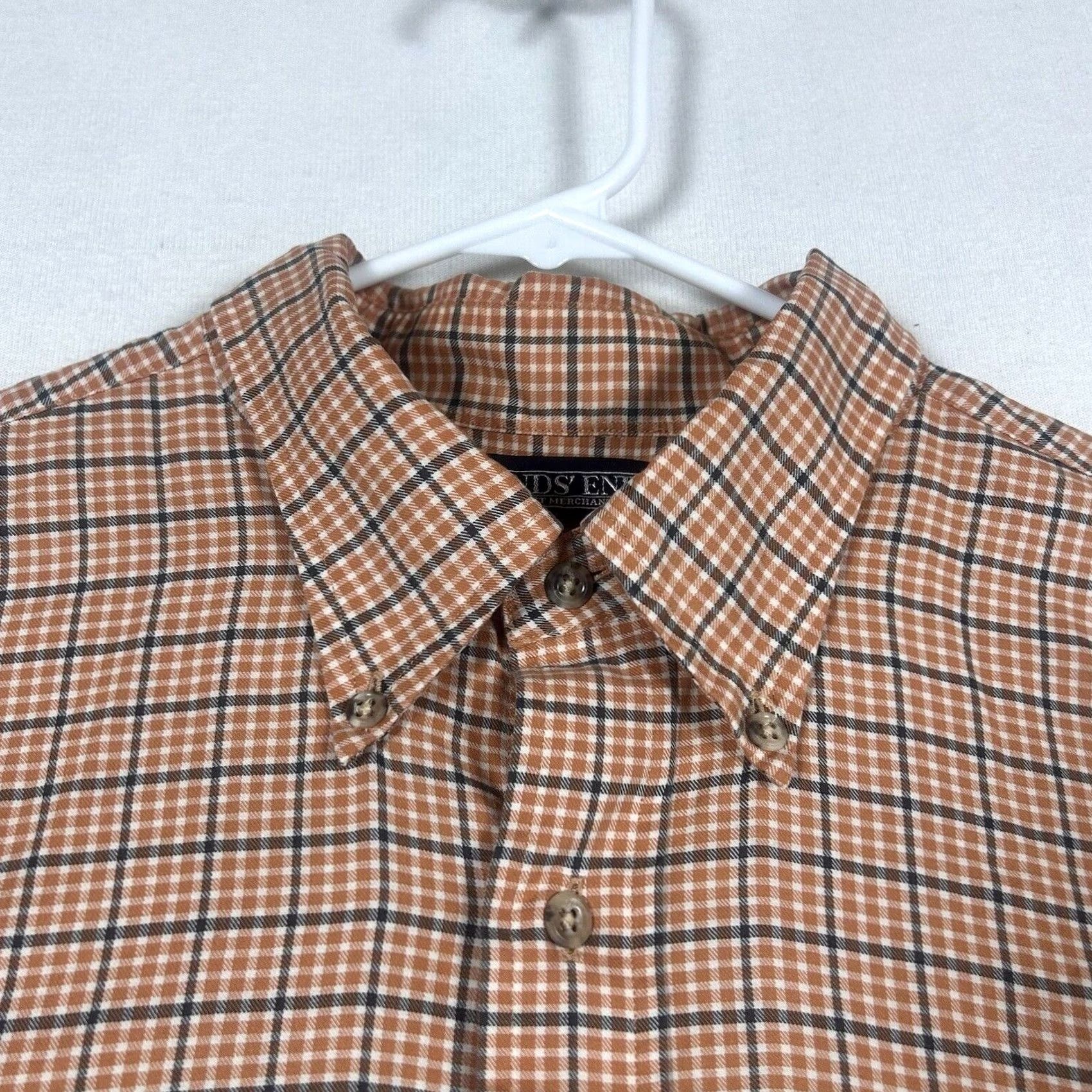 Lands' End Lands’ End Mens Plaid Long Sleeve Button-Down Shirt Size 17-35 Orange Cotton Shirt Mens Regular XS? Size US XL / EU 56 / 4 - 2 Thumbnail
