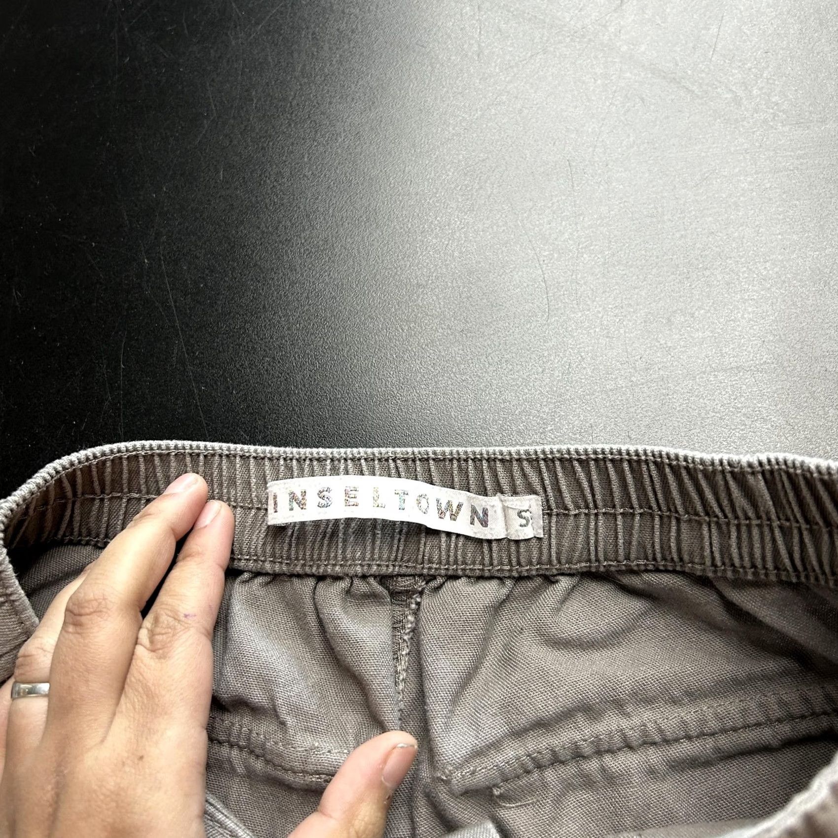 Vintage INSEL TOWN Cargo Pants Women's S Gray Twill Straight Leg Elastic Waist Strap Size 28" / US 6 / IT 42 - 3 Thumbnail