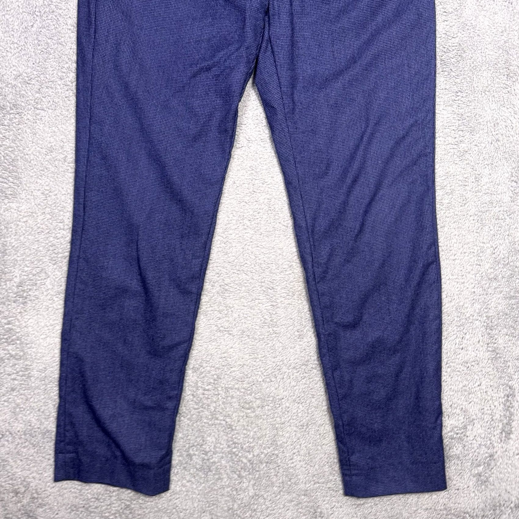 Banana Republic Banana Republic Pants Mens 32R Flannel 120s Vitale Barberis Canonico Wool Slim Flat Front Dress Pants Men Blue Geometric H Cotton? Size US 32 / EU 48 - 2 Thumbnail
