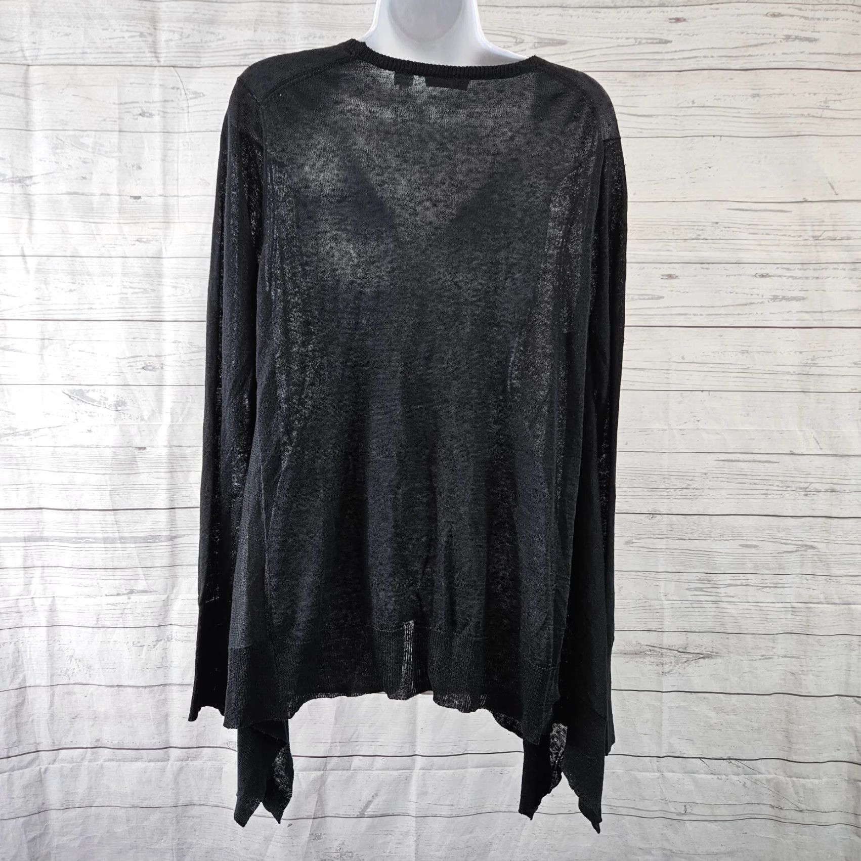 Vintage Acrobat Cardigan Shirt Ladies Black Linen Hanky Long Sleeve Large M/L Size L / US 10 / IT 46 - 4 Thumbnail