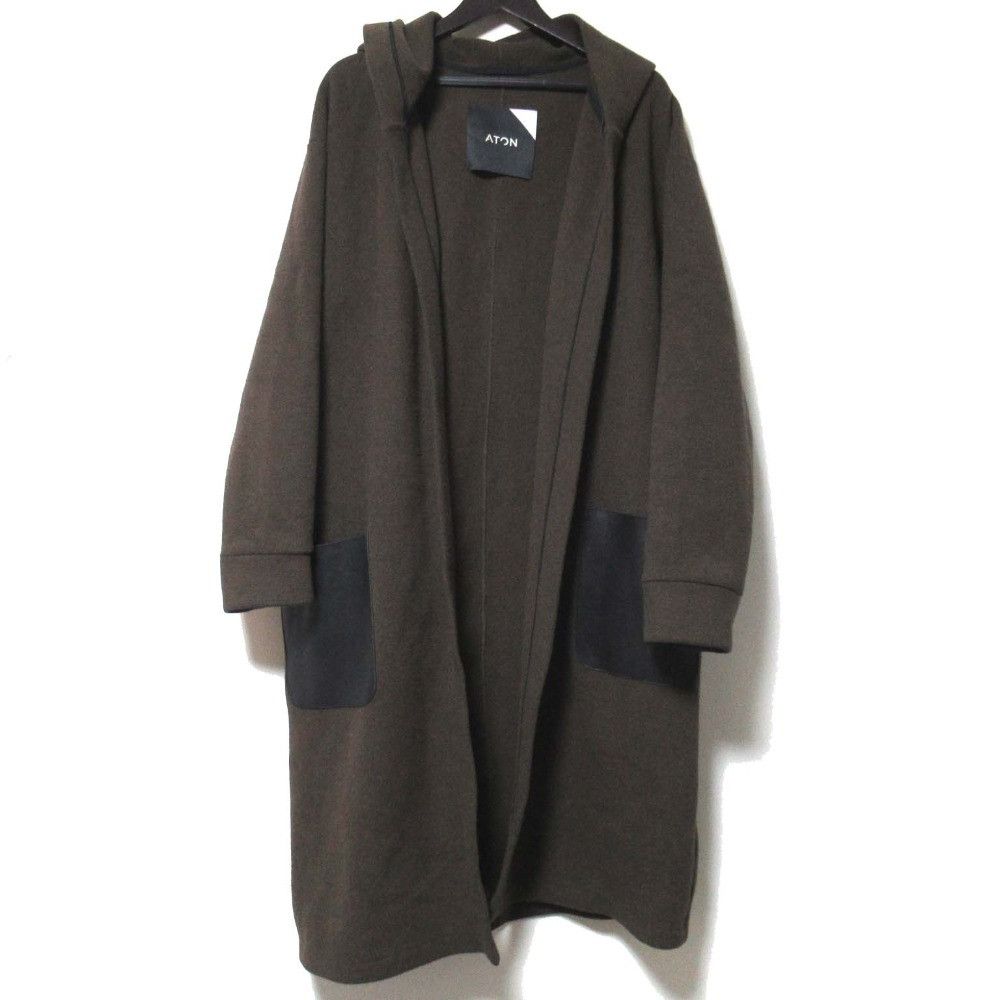 Other Other ATON Goatskin Pocket Melton Long Coat Leather Outerwear DUTY FREE for USA Size ONE SIZE - 1 Thumbnail