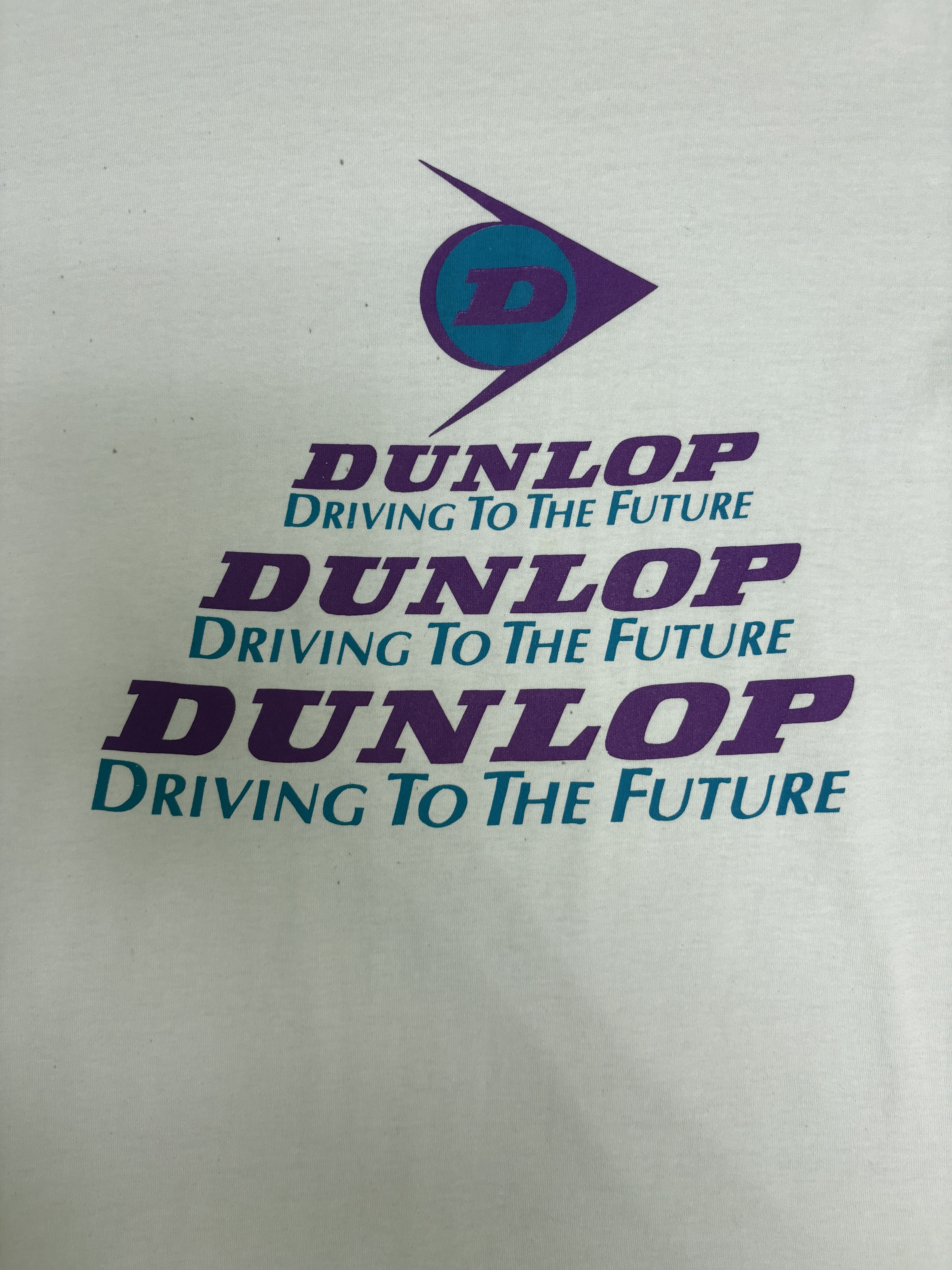 Dunlop × Vintage Dunlop Driving To The Future Vintage White T-Shirt Tee Size US L / EU 52-54 / 3 - 2 Thumbnail
