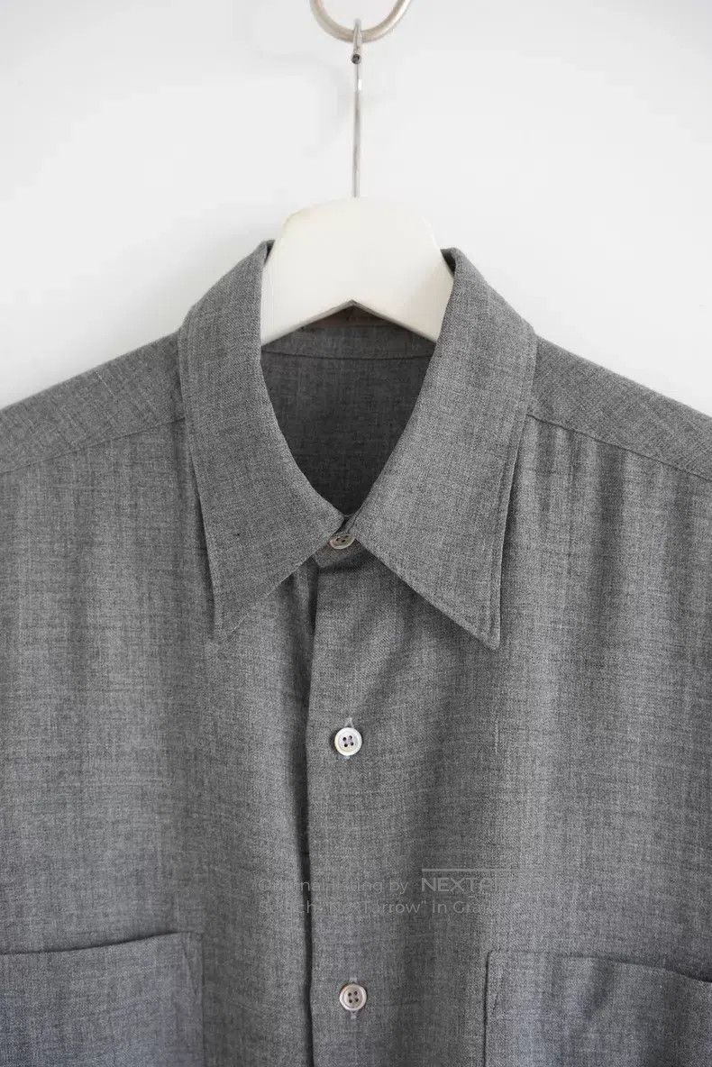 Yohji Yamamoto Yohji Yamamoto size os 80s Scissor Collar Wool Grey Shirt Size US M / EU 48-50 / 2 - 3 Thumbnail