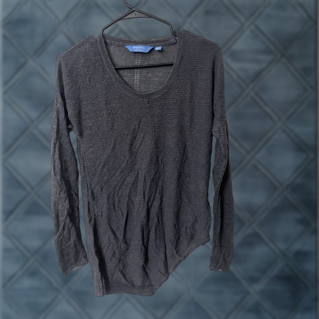 Vintage Simply Vera Vera Wang Top Women’s S Gray Long Sleeve Asymmetrical Blouse Size S / US 4 / IT 40 - 1 Thumbnail