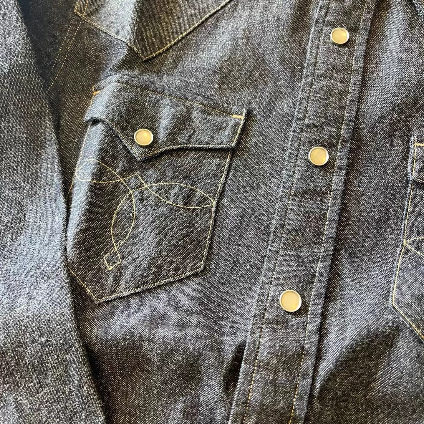 RRL Ralph Lauren RRL Thick Natural Wash Denim Shirt S (Bull Silver Button) Size US S / EU 44-46 / 1 - 4 Thumbnail