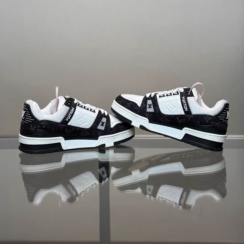 Louis Vuitton Louis Vuitton Trainer Black and White Denim shoes Size US 5 / EU 37 - 6 Thumbnail
