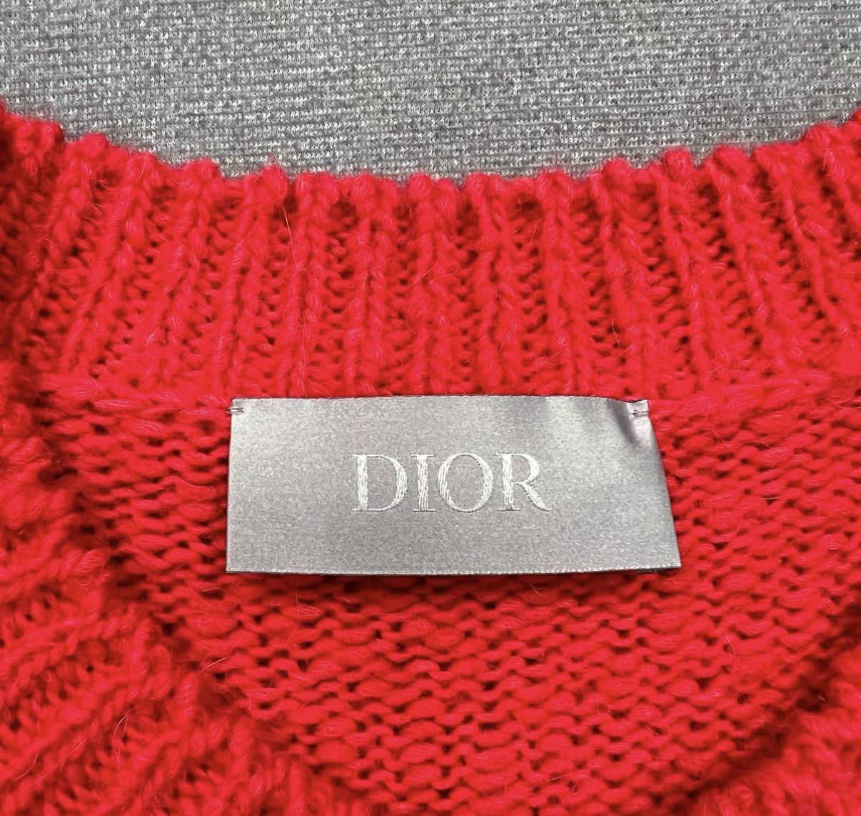 Dior Dior Red Embroidered Flocked Dinosaur Distressed Sweater Size US L / EU 52-54 / 3 - 4 Thumbnail