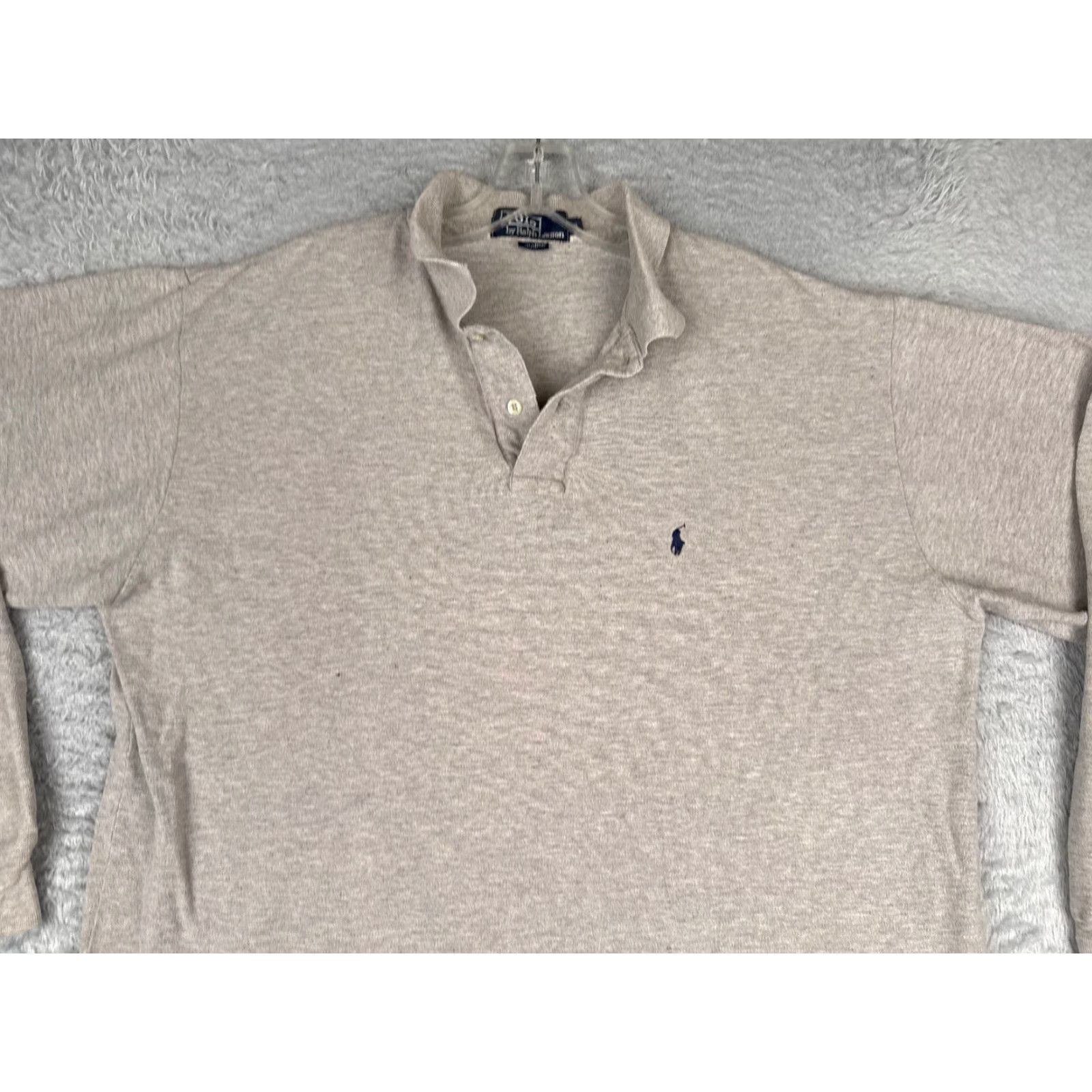 Ralph Lauren VINTAGE Ralph Lauren Polo Shirt Adults XL Gray 100% Cotton Jersey Polo Shirt Mens Large Gray 100% Cotton Vintage Men's Polo Size US XL / EU 56 / 4 - 4 Thumbnail