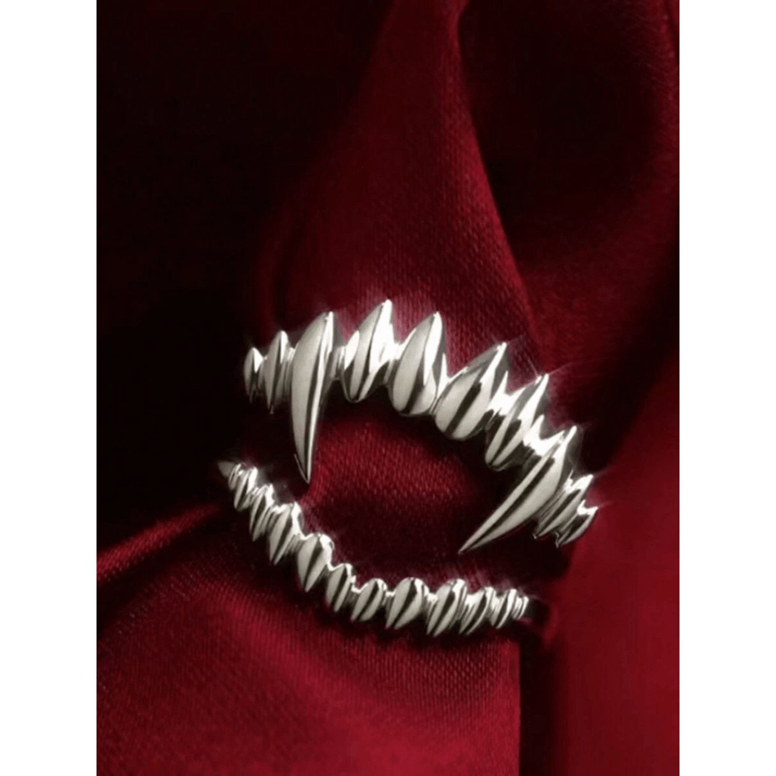 Other Wicked Silk Goth Emo Vampire Fang Ring 2pcs Set - Silver Size ONE SIZE - 2 Thumbnail