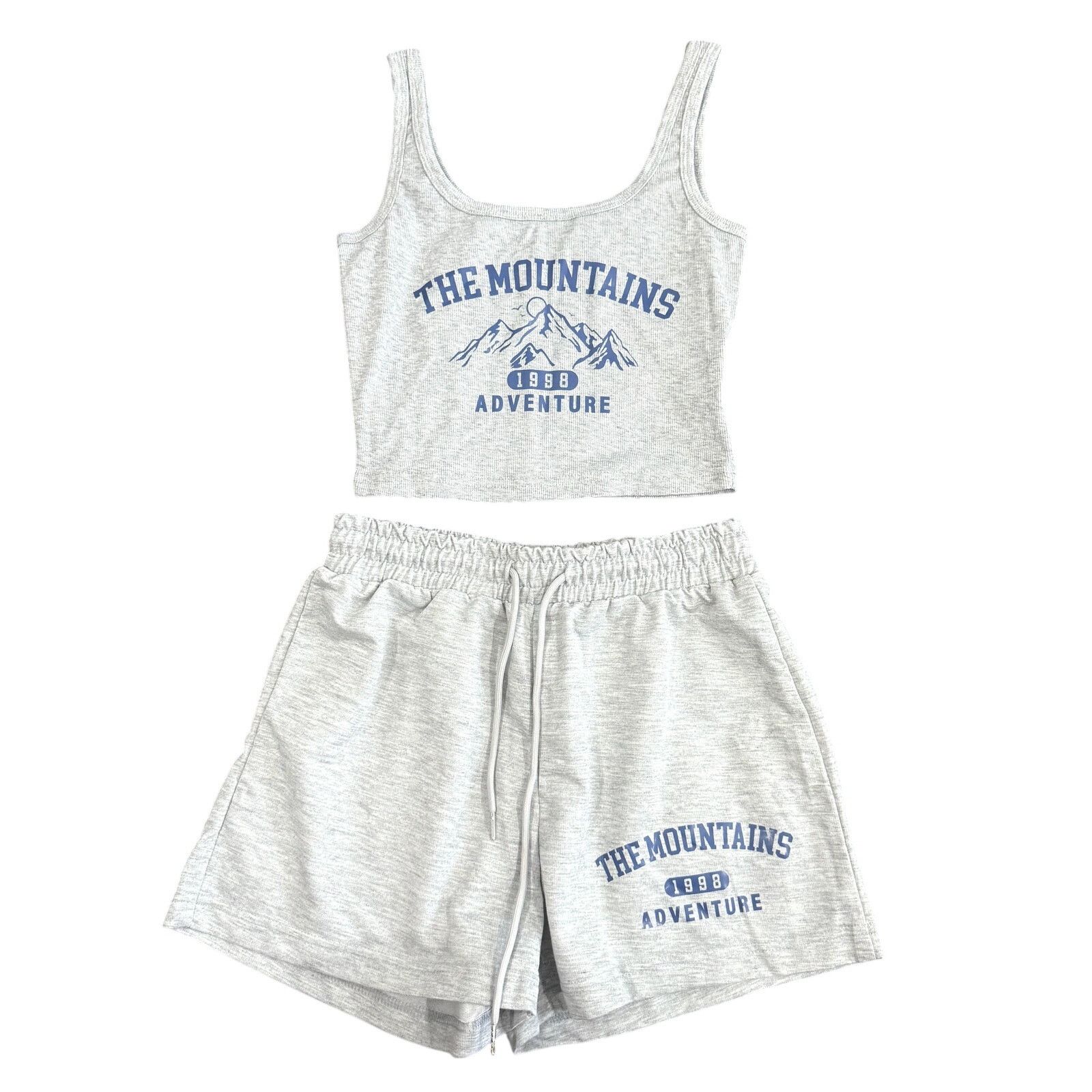Shein 2 Piece Crop Top and Sweatshort Graphic Mountains Set Size 27" / US 4 / IT 40 - 1 Thumbnail