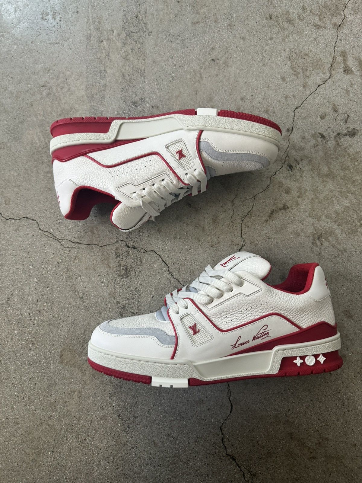 Louis Vuitton LOUIS VUITTON RED TRAINER SNEAKER SHOE (FITS 8.5-9) Size US 7 / EU 40 - 3 Thumbnail