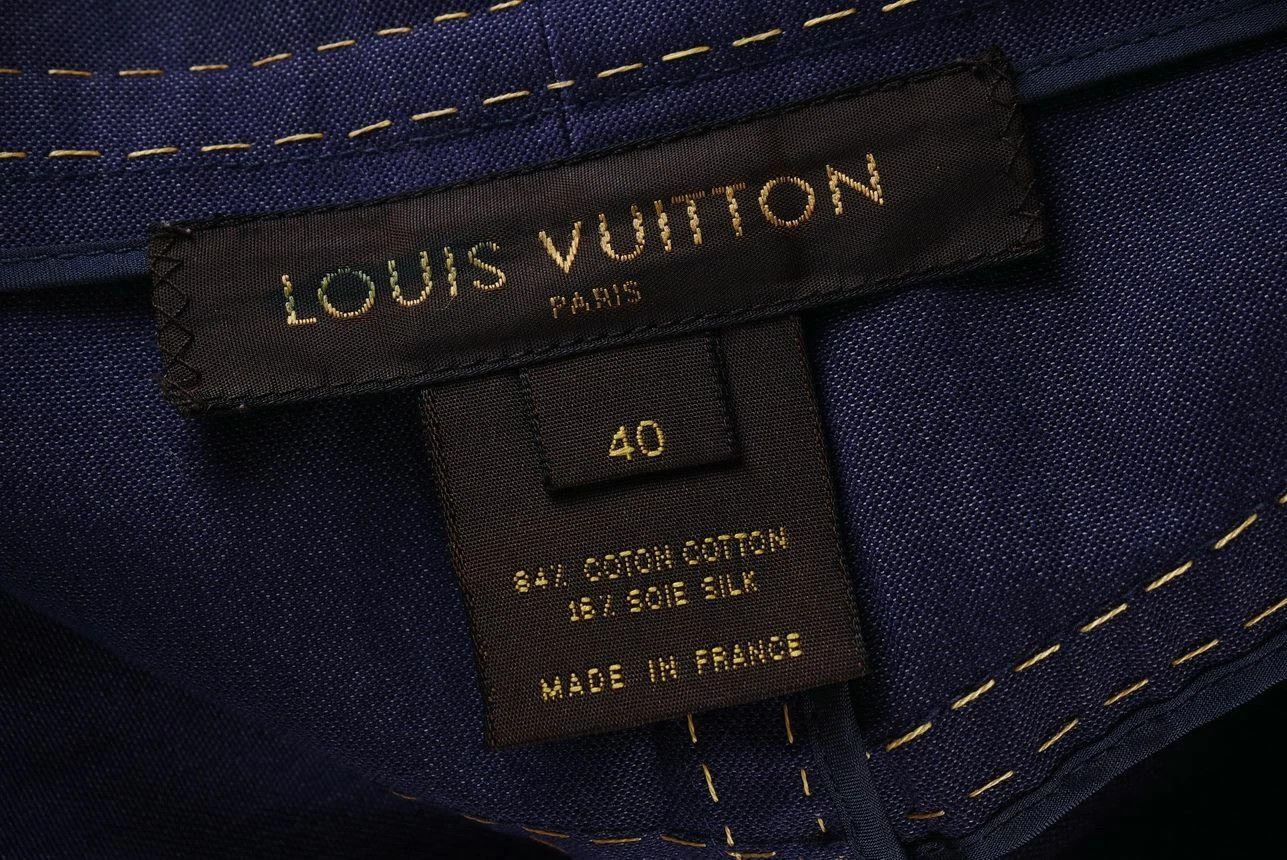 Louis Vuitton Women's Louis Vuitton Navy Silk Blend Pencil Skirt Size L Size 30" / US 8 / IT 44 - 7 Thumbnail