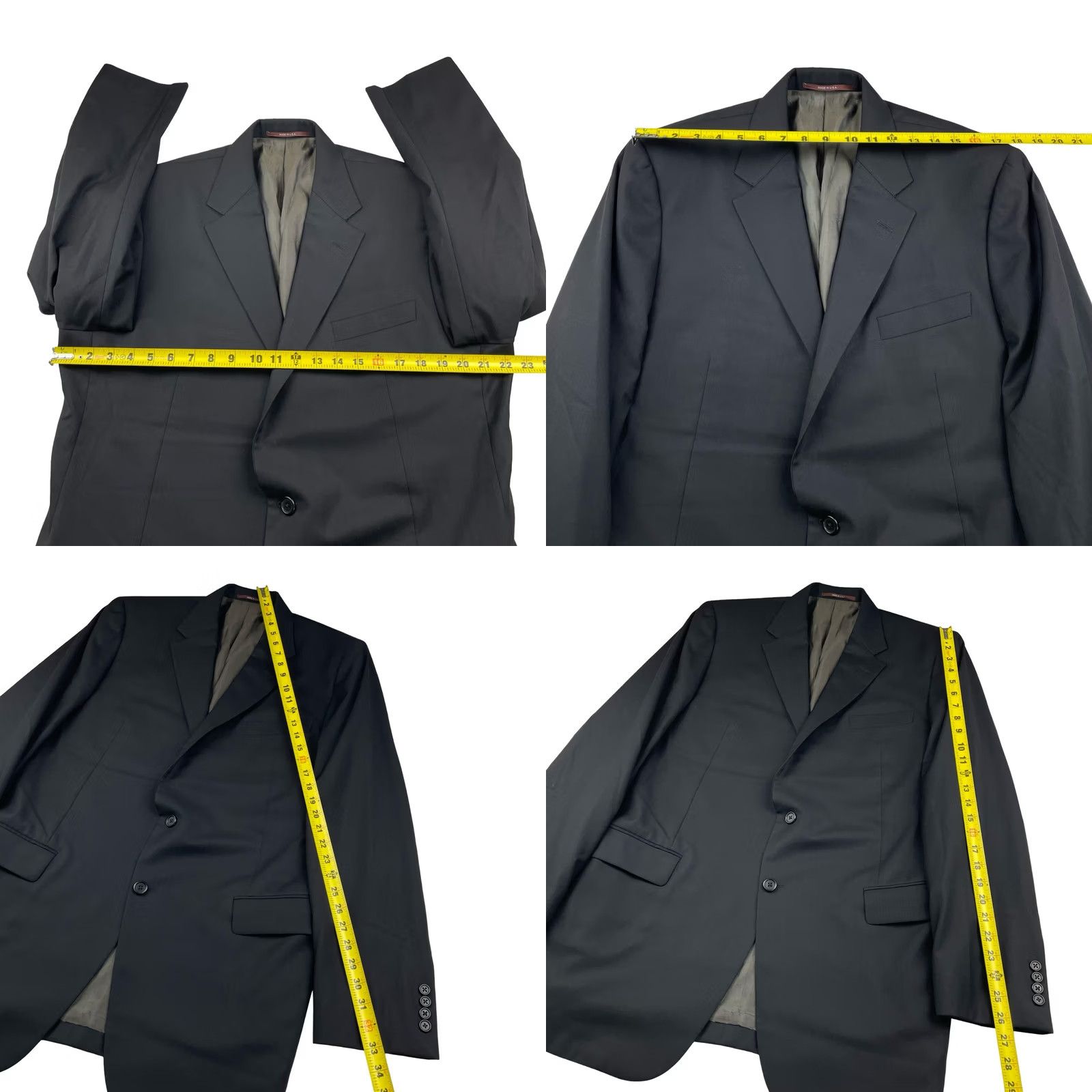 Vintage Hickey Freeman Men’s Addison 2-Piece Suit Black 44L Regular Wool USA 36x32 Vintage No Mens Size 44R - 8 Thumbnail