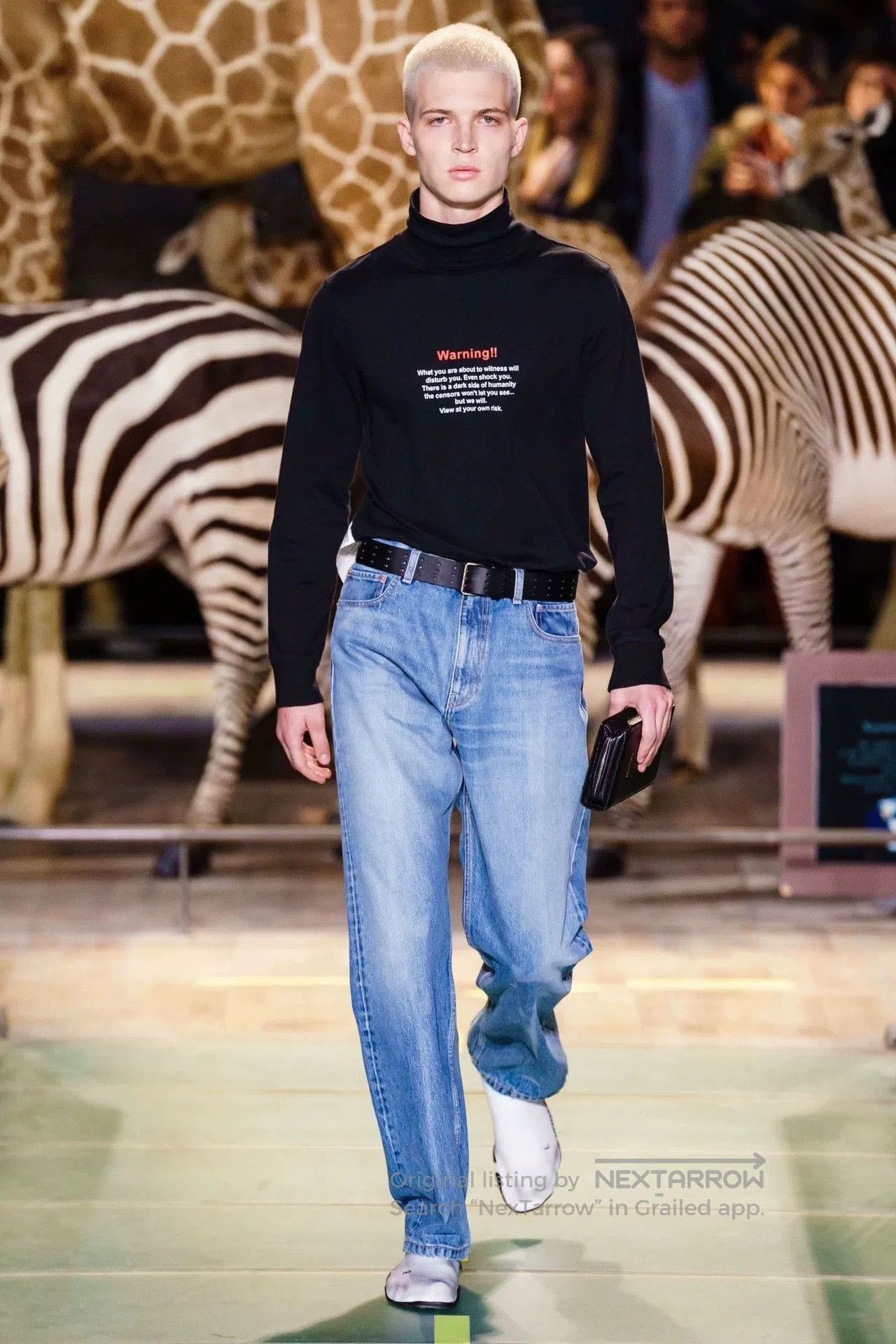 Vetements Black Turtleneck Sweater with 'Warning!!' Text Print. Size US M / EU 48-50 / 2 - 5 Thumbnail