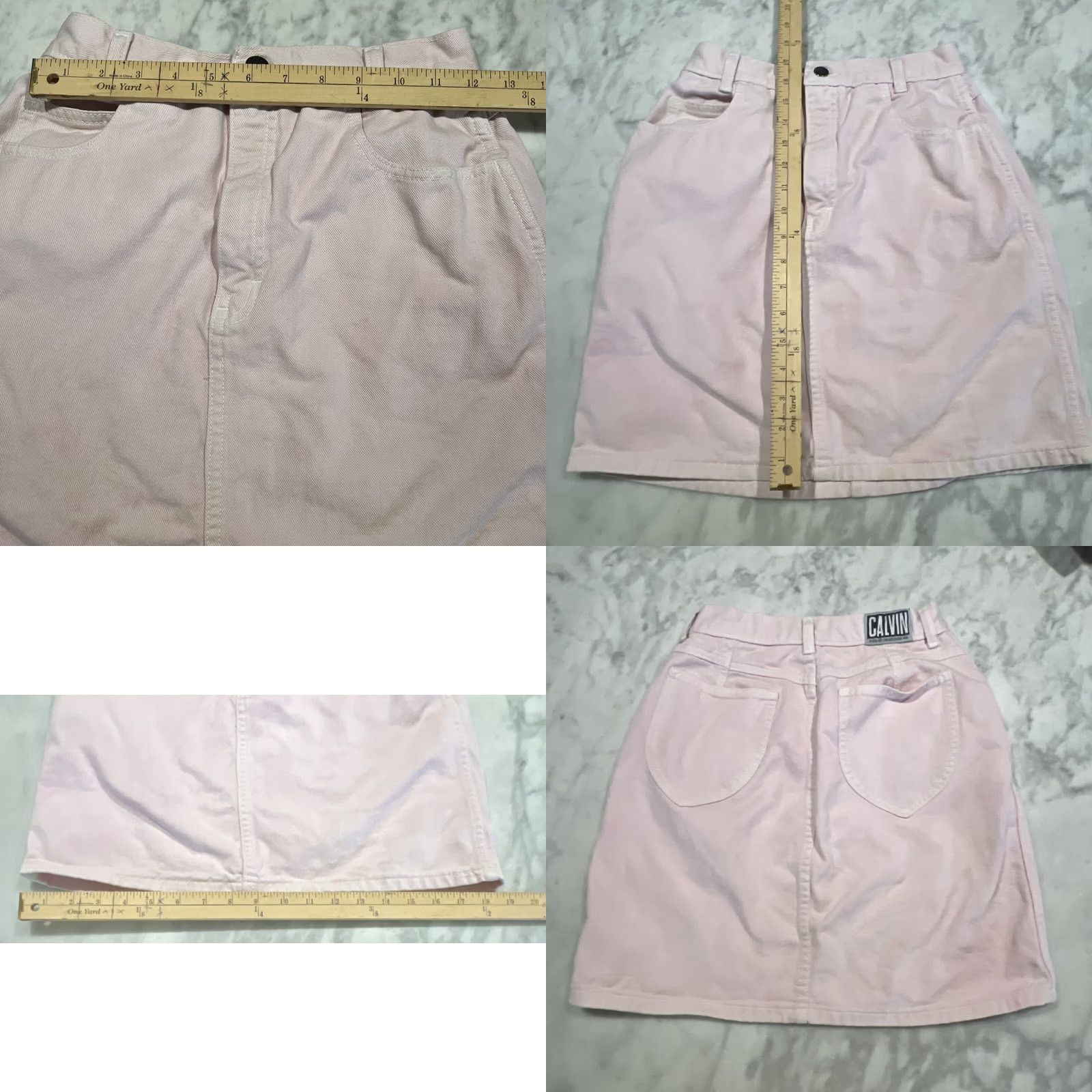 Calvin Klein VINTAGE Calvin Klein Skirt Light Pink Denim 9/10 Pockets Zipper Made USA Women Short Pencil Straight XS? Size 30" / US 8 / IT 44 - 8 Thumbnail