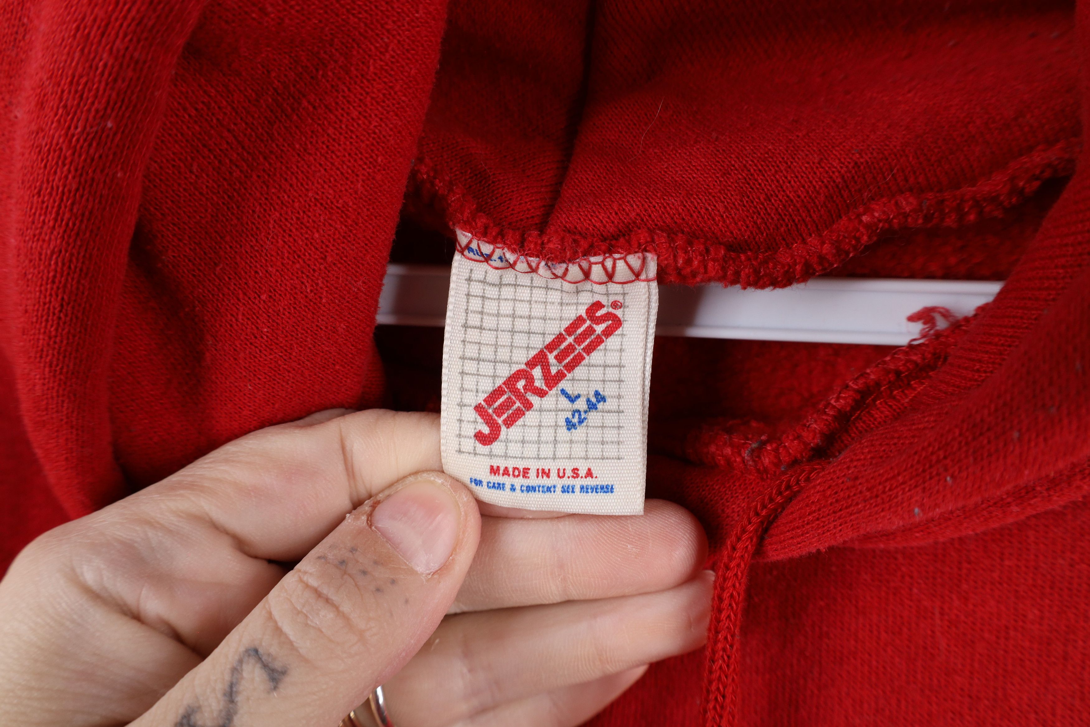 Vintage Vintage 90s Streetwear Blank Hoodie Sweatshirt Red USA Size US L / EU 52-54 / 3 - 8 Thumbnail