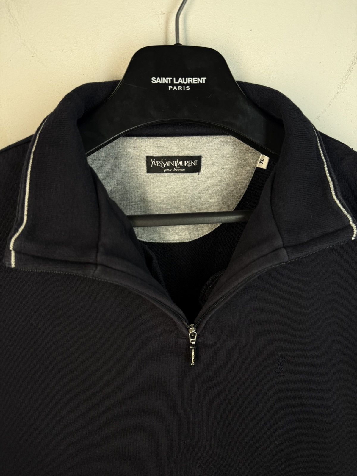 Yves Saint Laurent 90s YSL Sweatshirt 1/4 Quarter Zip Sweater Old Money Vintage Size US XL / EU 56 / 4 - 11 Thumbnail