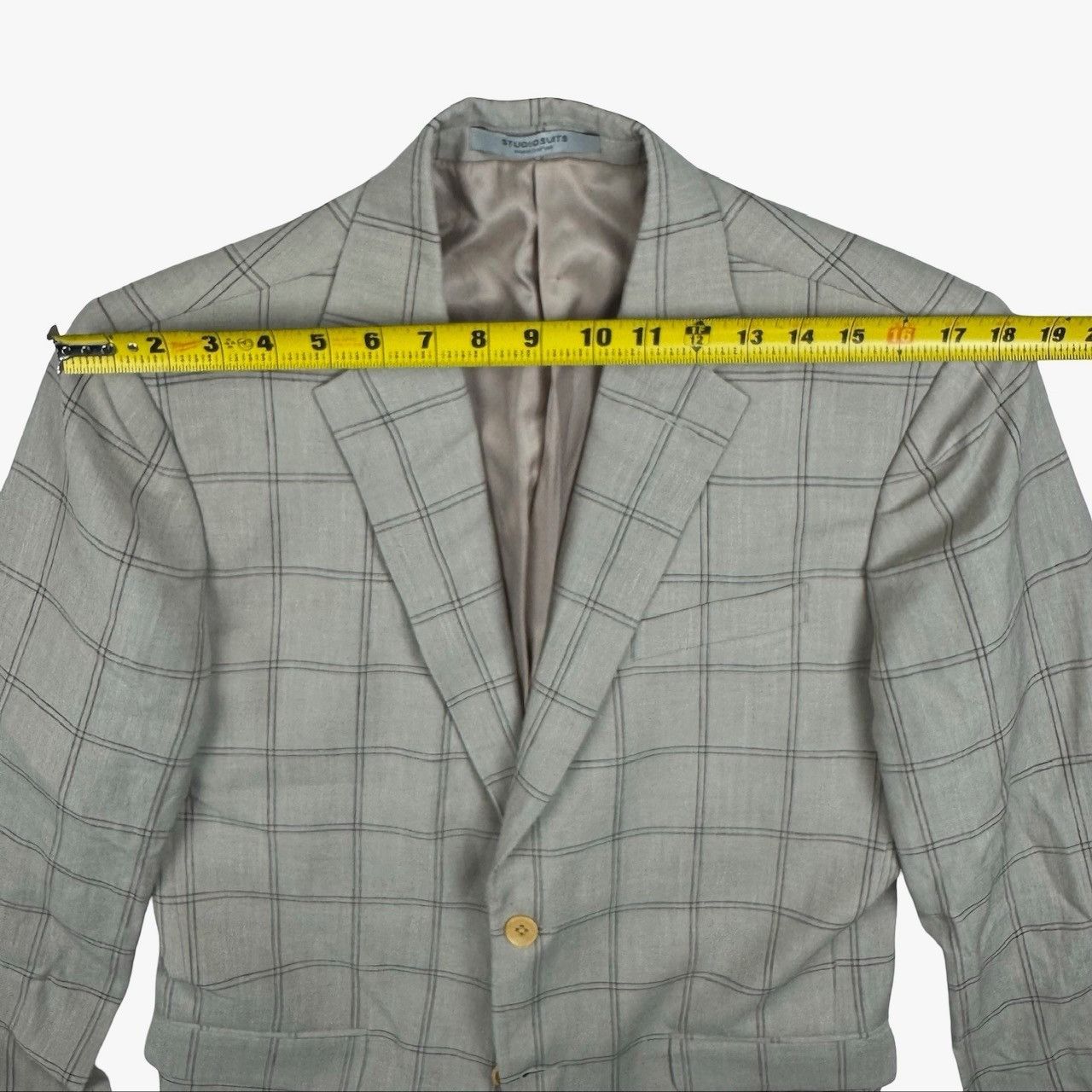 Other StudioSuits Bespoke Men's 2-Button Linen Blazer Beige Plaid Size 38L - 8 Thumbnail