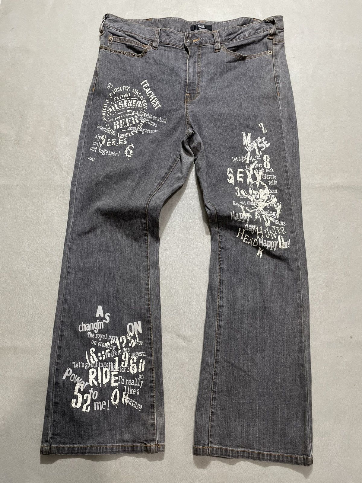 5351 POUR LES HOMMES Japanese Punk Poem Flare Jeans Bootcut