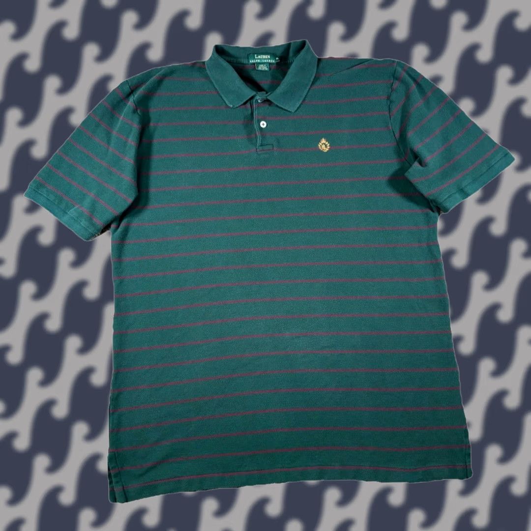 Ralph Lauren VINTAGE Ralph Lauren Polo Golf Shirt Mens XL Green Striped Collared Polo Size US XL / EU 56 / 4 - 1 Thumbnail