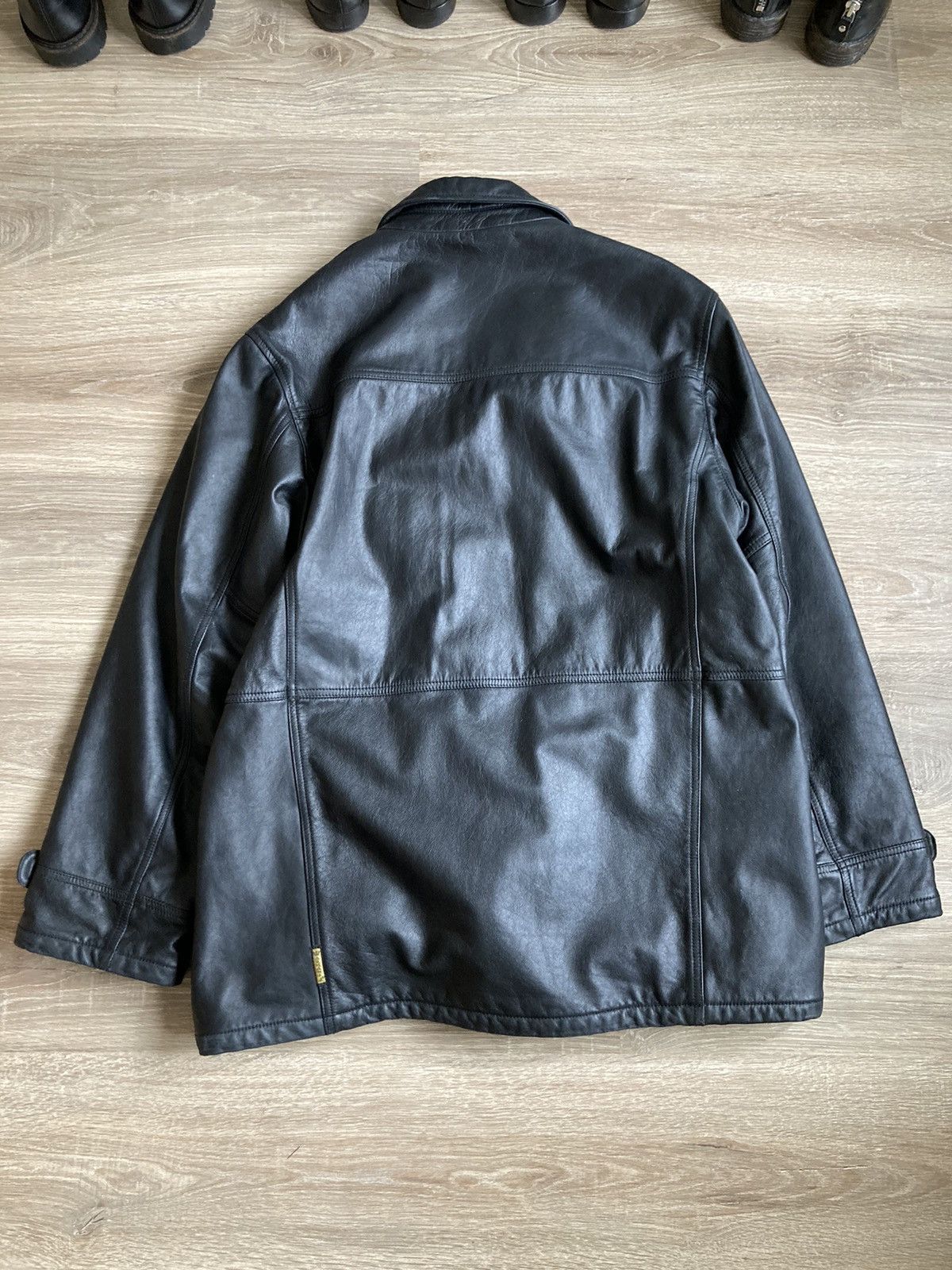 Vintage Armani jeans Leather coat