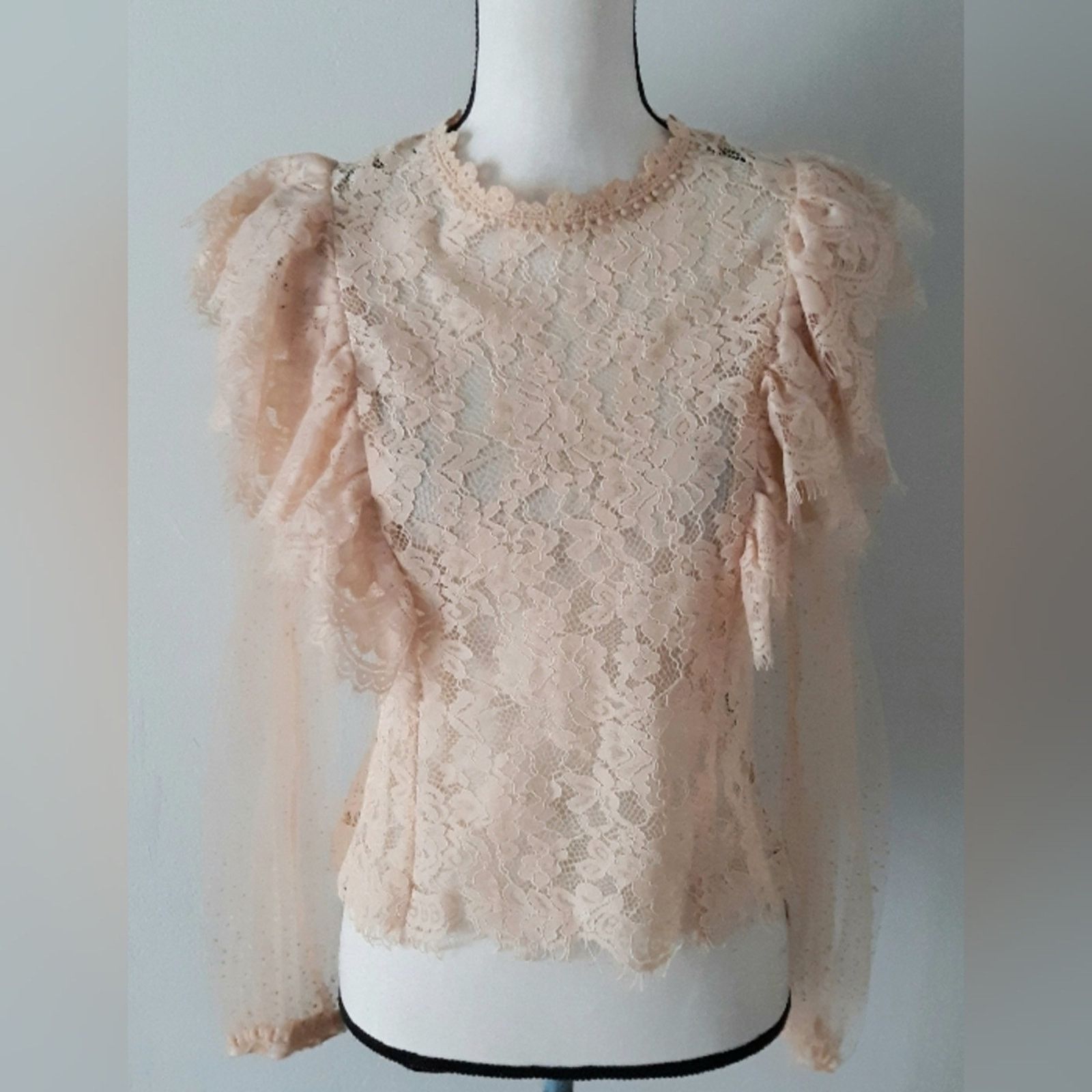 Other Peach Tiered Lace Blouse NWOT Size L / US 10 / IT 46 - 1 Thumbnail