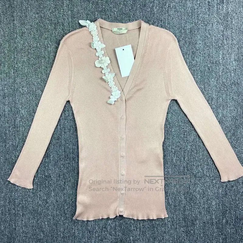 Fendi Pink Silk Knit Sweater .