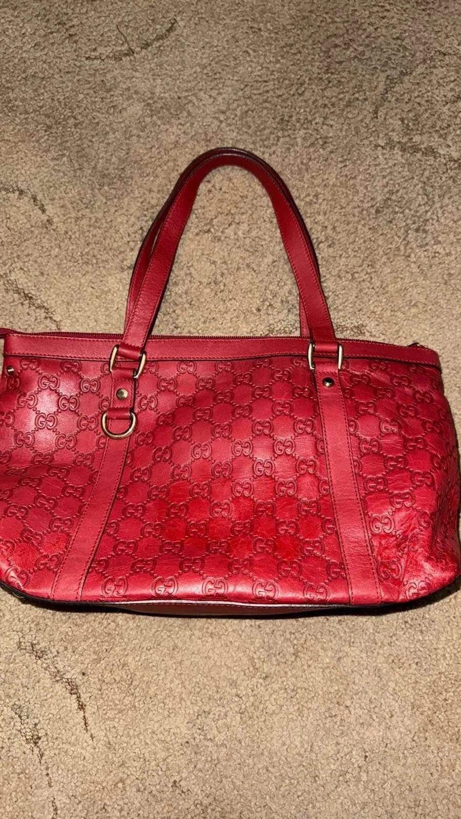 Gucci Gucci Red GG Canvas Abbey Tote Bag Excellent Original Size ONE SIZE - 2 Thumbnail