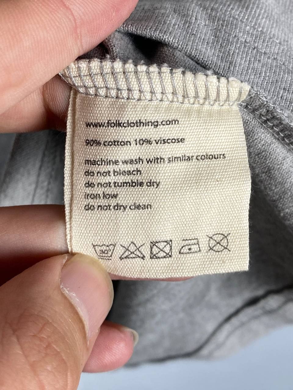 Designer × Folk Folk Grey Organic Men’s Embroidered Logo T Shirt Size L Size US L / EU 52-54 / 3 - 7 Thumbnail