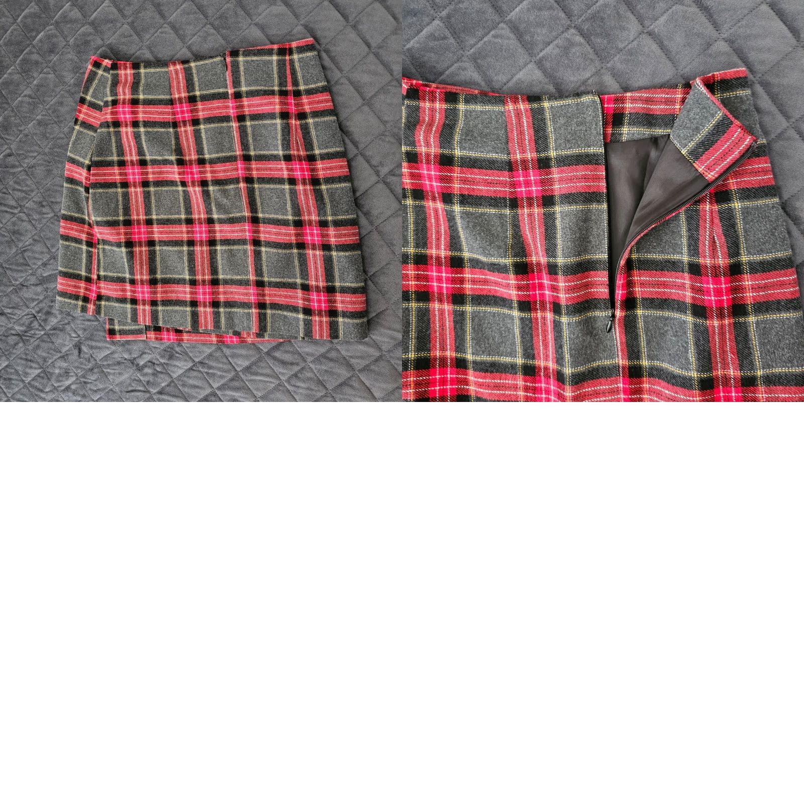 H&M H&M Mini Skirt Red Black Plaid, Women's, Size 4, Short, School Theme, Casual, Regular, Button Accents, Fall/Spring/YR, Womens Size 27" / US 4 / IT 40 - 8 Thumbnail