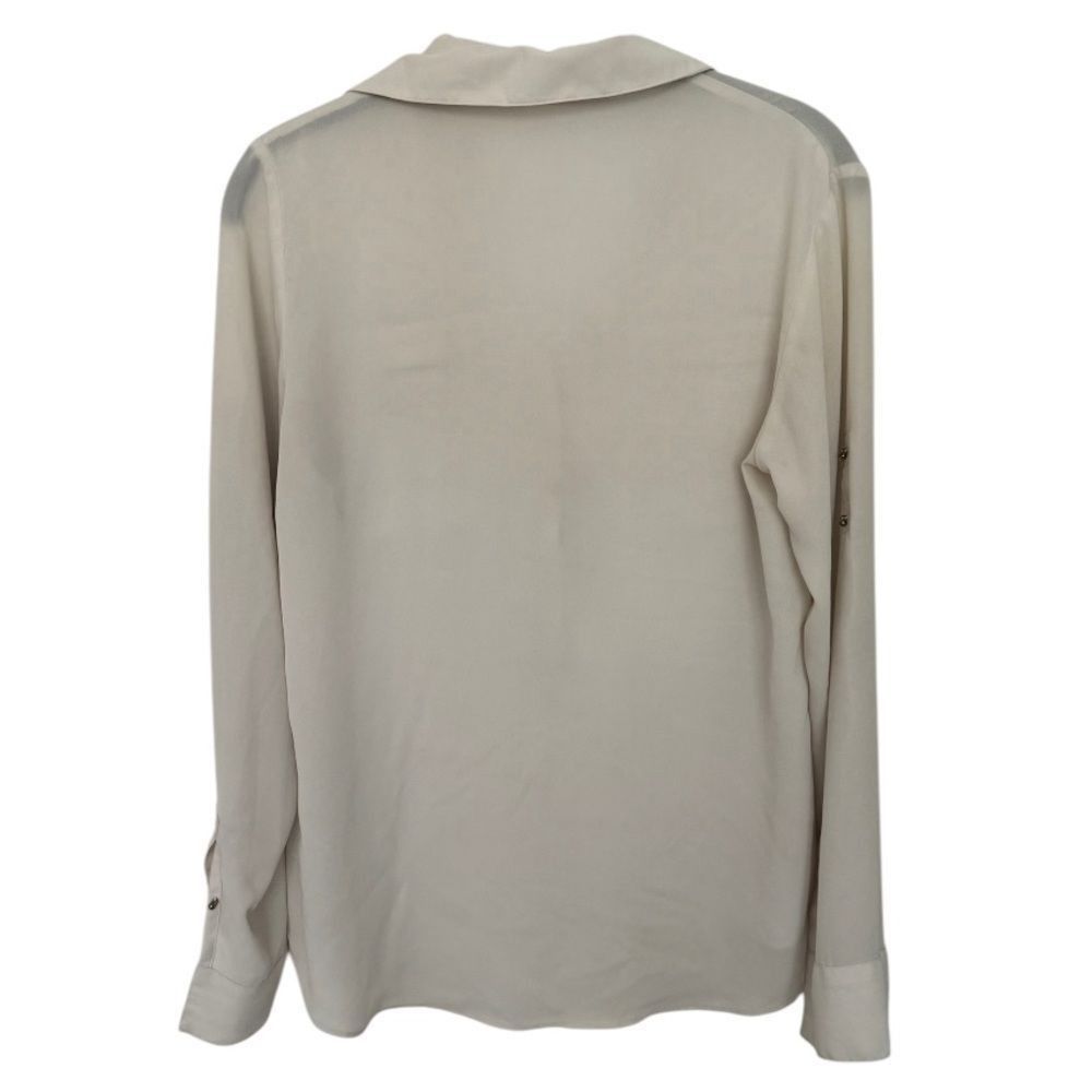 Express Express Lightweight Collared Blouse | Size S | White Zip-Poc Size S / US 4 / IT 40 - 3 Thumbnail