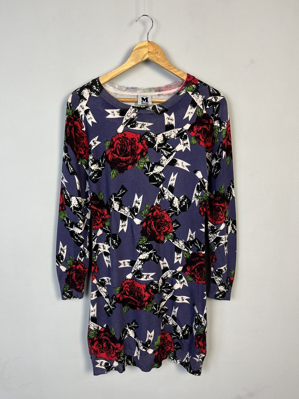 Missoni Luxury Rose Print Long Sleeve Midi Dress