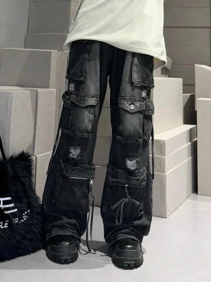 Japanese Brand Loose multi pocket ripped jeans Size US 32 / EU 48 - 3 Thumbnail