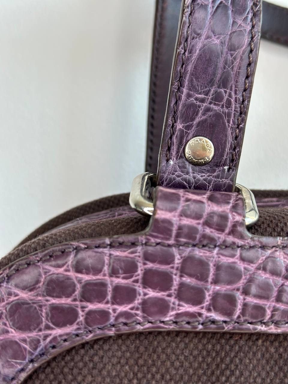 Dior Prada Vitello Zipper Buckle Bag Bowling crocodile purple Size ONE SIZE - 18 Thumbnail