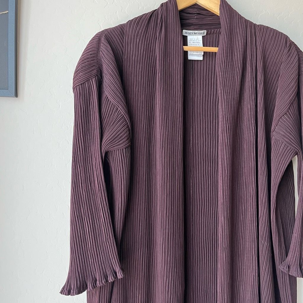 Issey Miyake Issey Miyake Cardigan Sweater Pleated Longline Open Front Ro Size S / US 4 / IT 40 - 3 Thumbnail