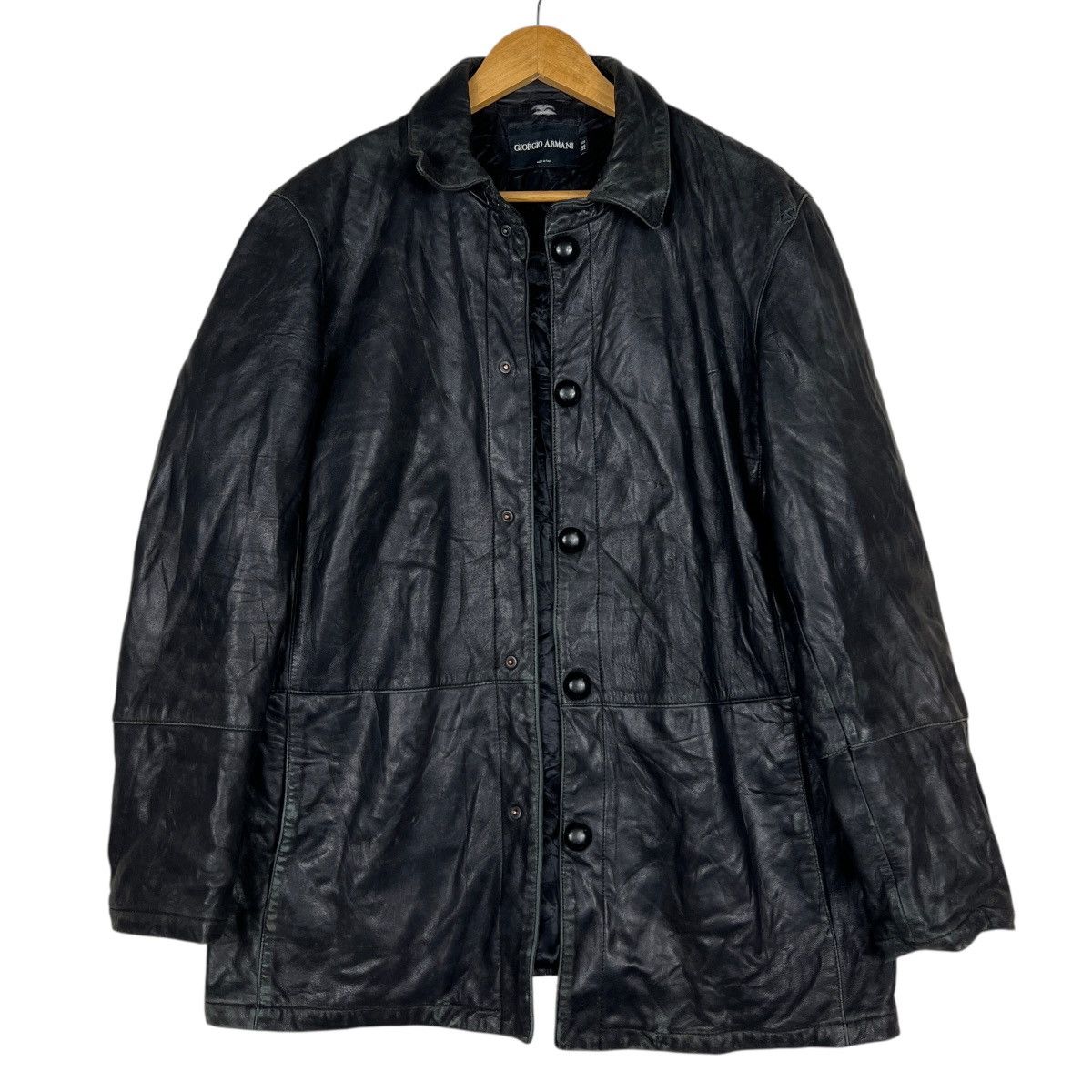Giorgio Armani Vintage Giorgio Armani Leather Snap Button Jacket Size US L / EU 52-54 / 3 - 7 Thumbnail