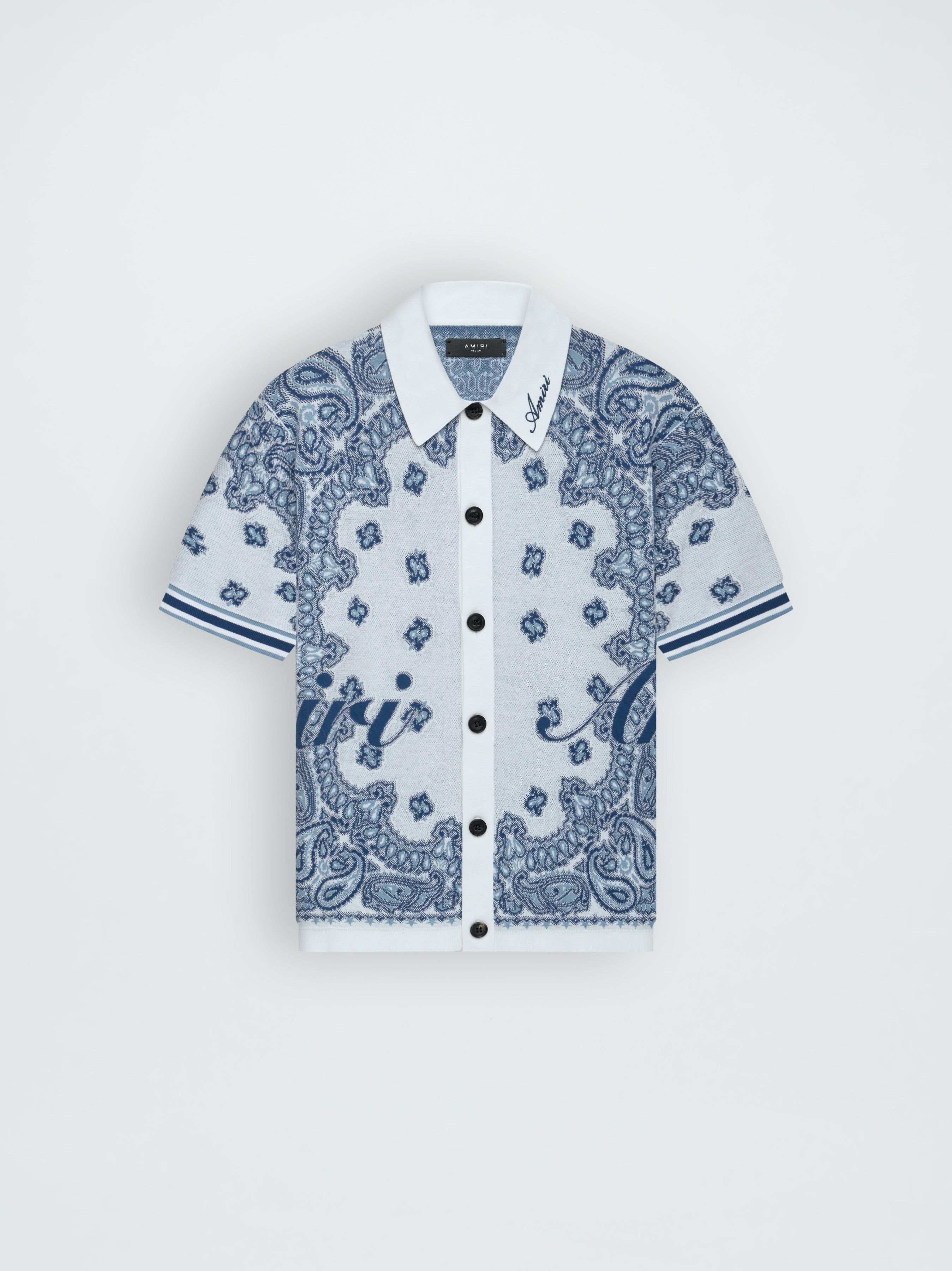Amiri oc11z0625 Bandana Polo Shirt in Blue/White Size US XL / EU 56 / 4 - 1 Thumbnail