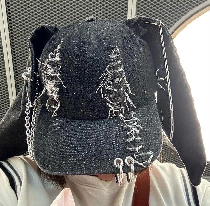 Other Avant garde chunky bunny rabbit ear distressed raw denim cap Size ONE SIZE - 7 Thumbnail