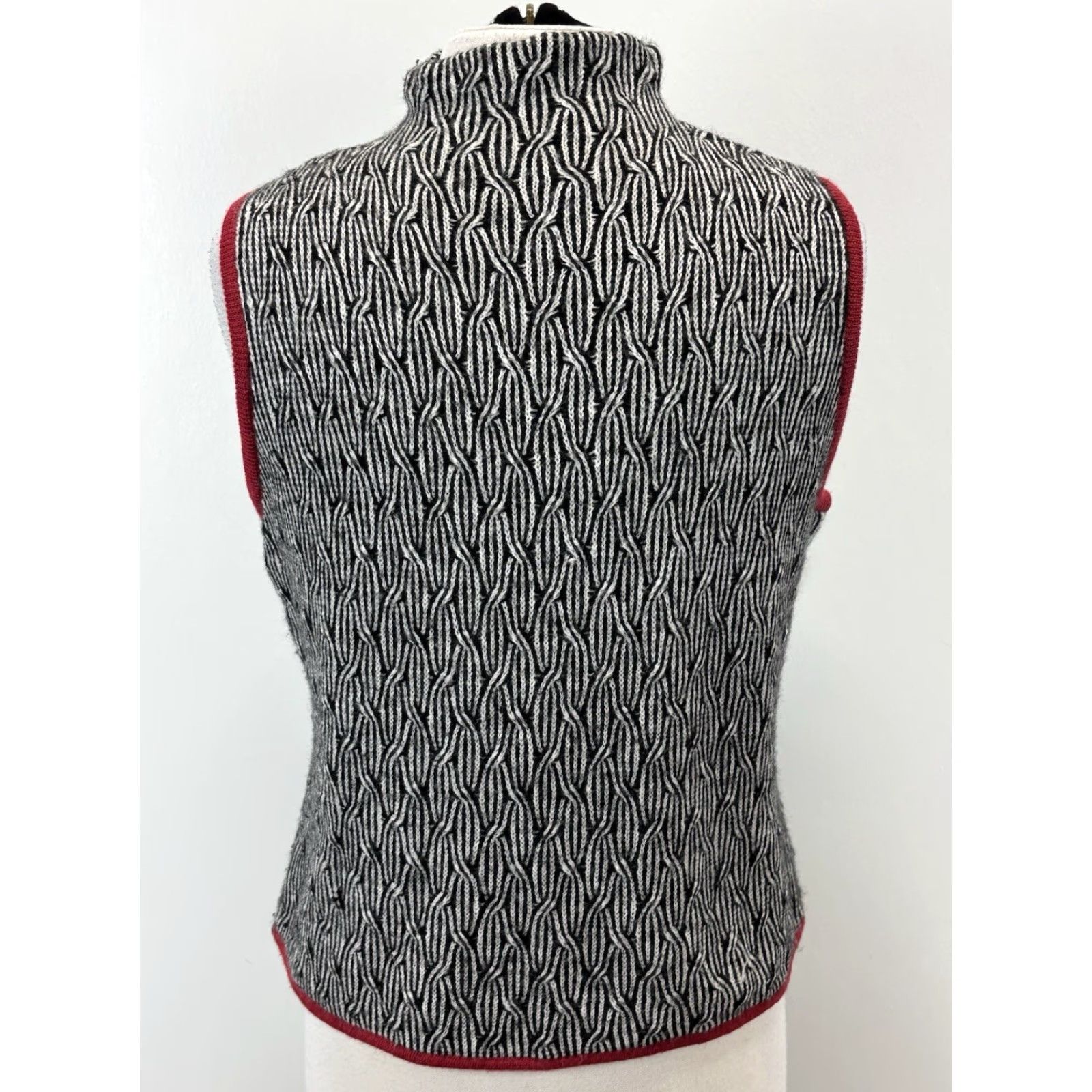 Vintage Vtg Windridge Cheryl Nash Sweater Vest Large Women’s Black White Wool Full Zip Size L / US 10 / IT 46 - 3 Thumbnail