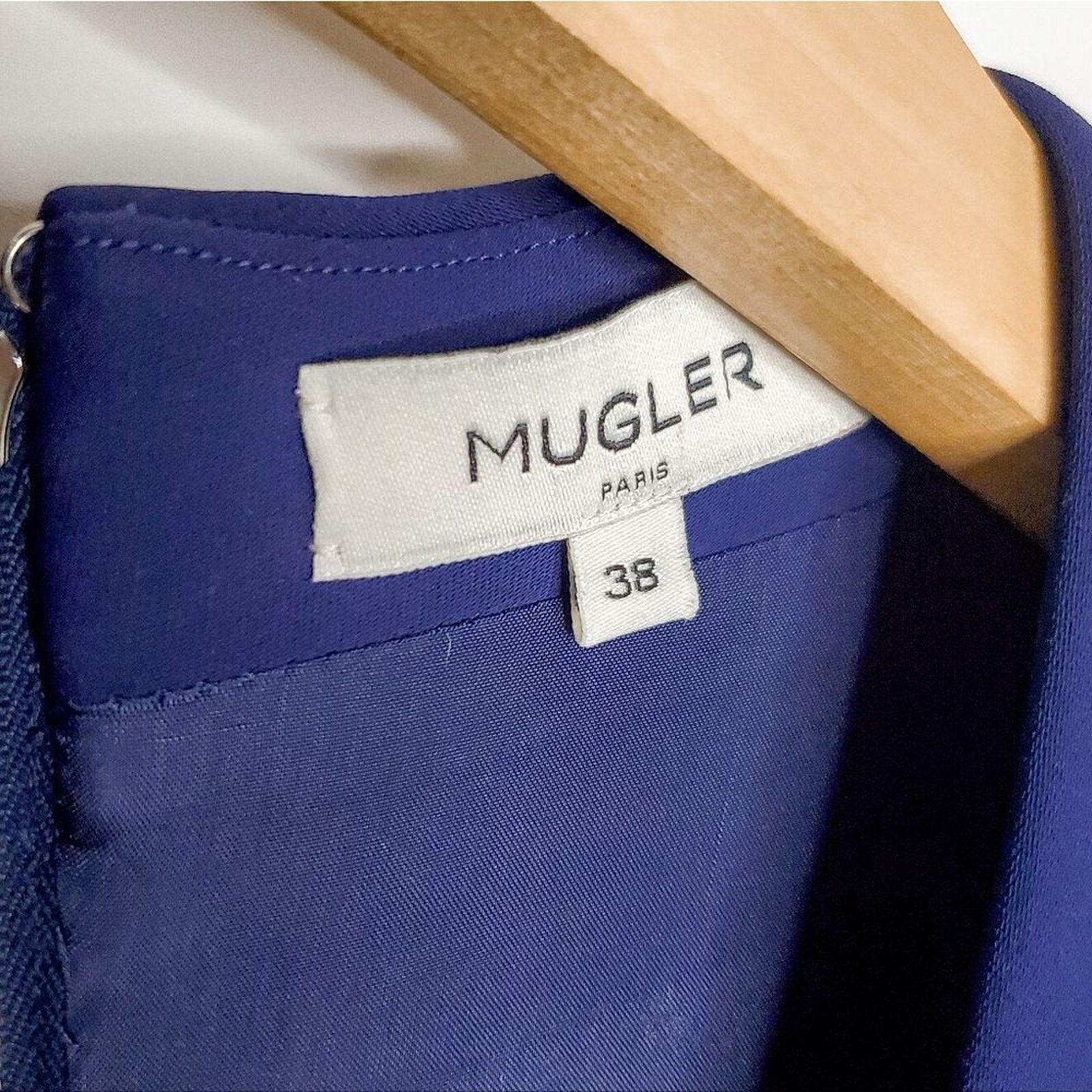 Mugler Mugler Blue Bonded Tailor A Line Belted Dress Size 38 US 6 Size S / US 4 / IT 40 - 7 Thumbnail