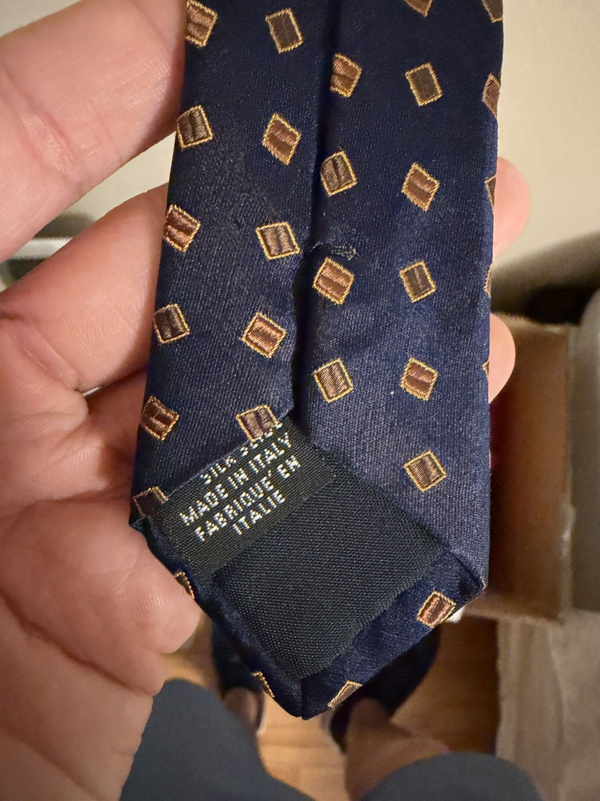 Canali Vintage Canali Tie Navy Blue Geometric Made In Italy Size ONE SIZE - 3 Thumbnail
