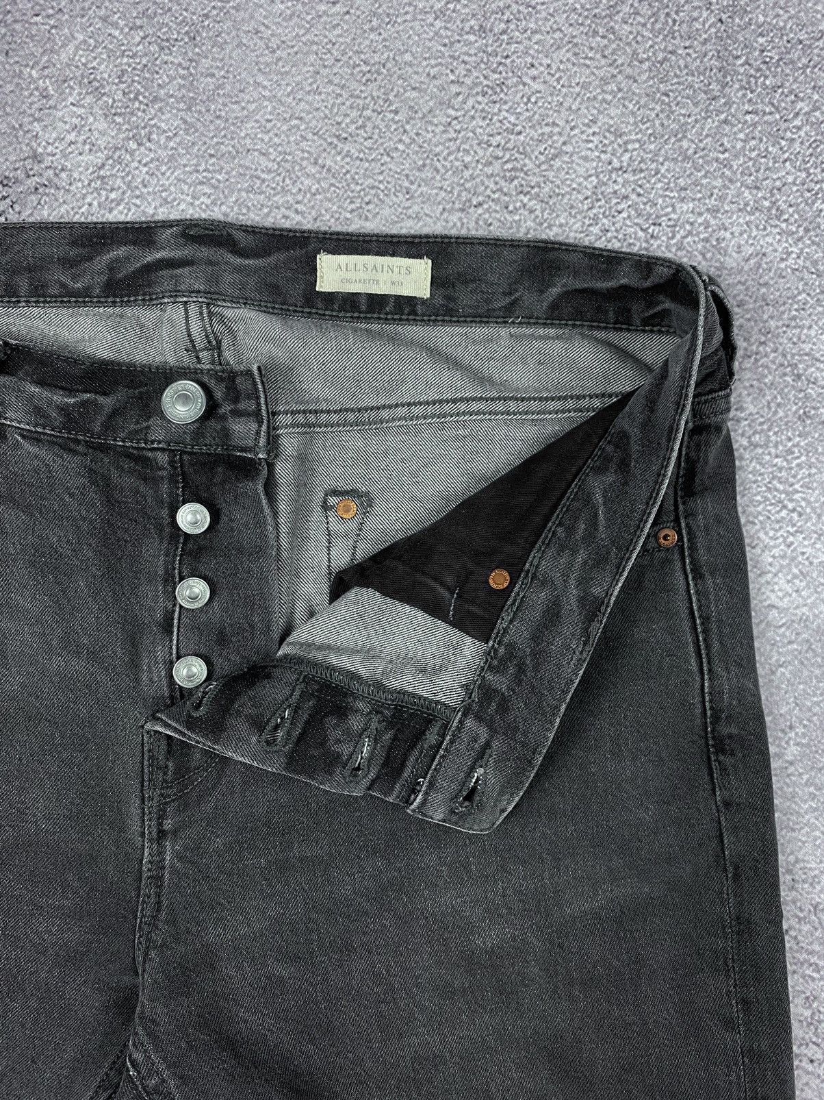Allsaints All Saints Cigarette Damaged Distressed Gray Jeans Size US 33 - 10 Thumbnail